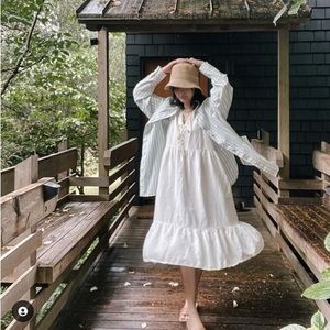 Tradlands Birdie Sleeveless Dress in Cream XXS